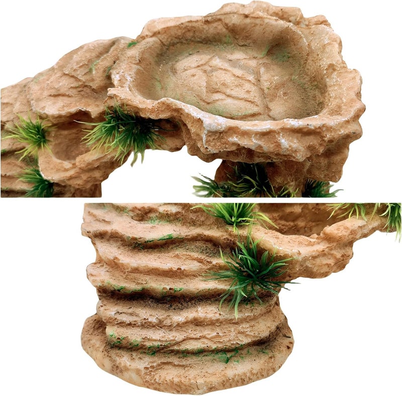 M2cbridge Reptile Hide Resting Step Ledge Cave Hideout Turtle Basking Platform – Great for Reptiles, Amphibians, and Fish (Sandy Brown) - Image 3